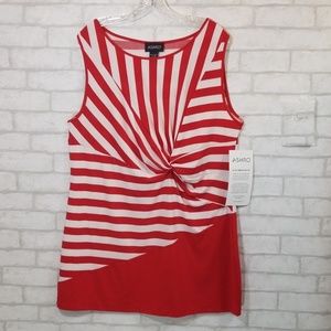 Ashro red/white striped knotted Sleeveless 1x